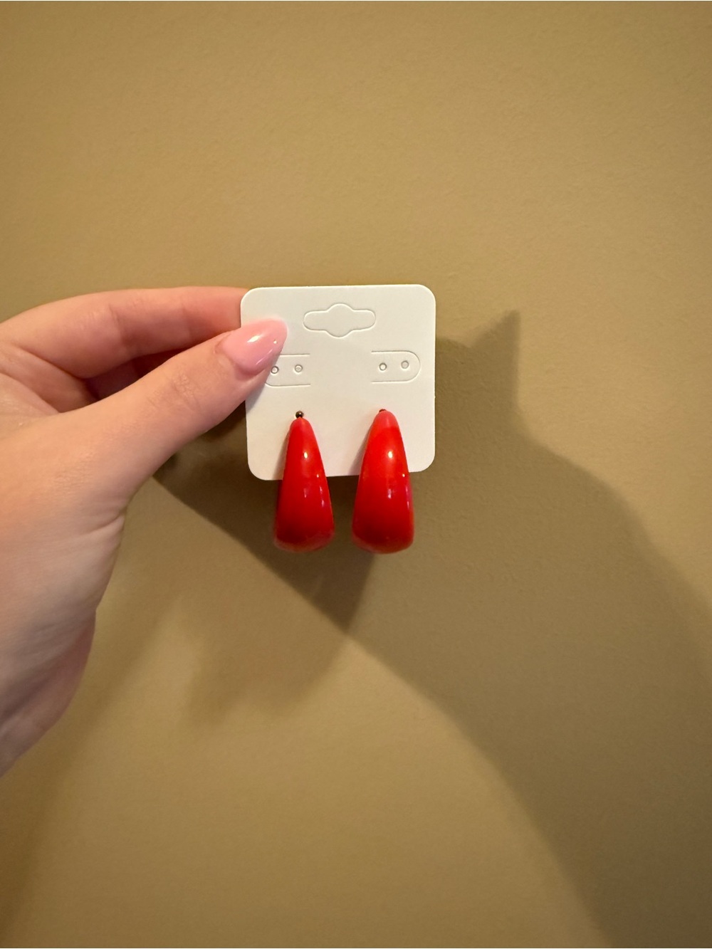 Red Teardrop Hoops Earrings - Unbranded